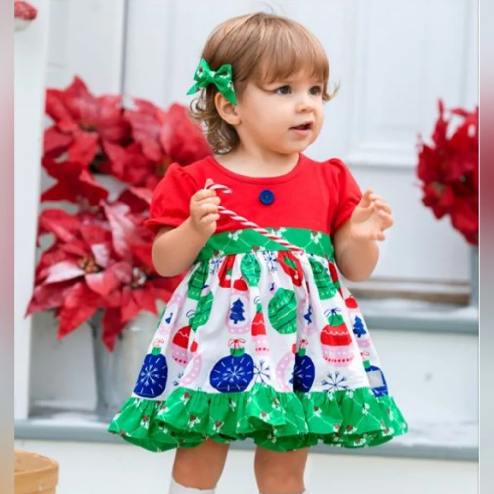 NEW Eleanor Rose Size 5-6 Rhonda Puff Sleeve Girls' Top Deck The Halls Ornament